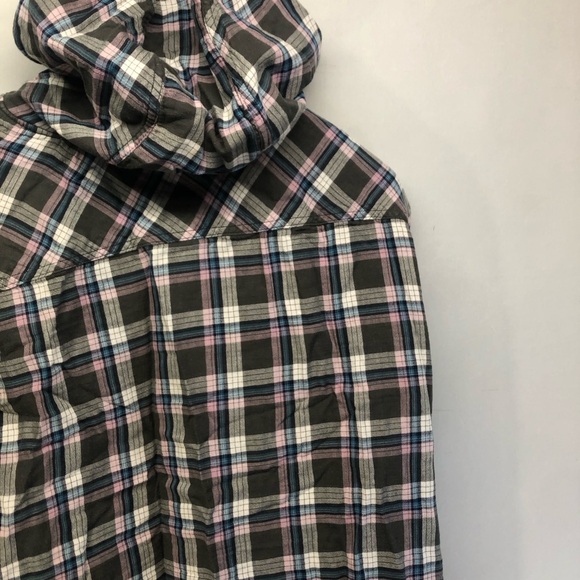 Boston Traders Black Pink An Blue Flannel Shirt W Hoodie Quilt Lined Size XXL - Picture 11 of 11